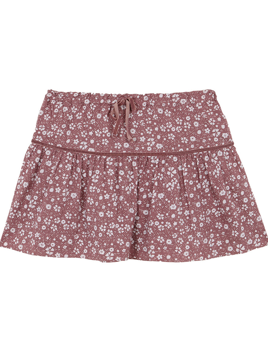 Falda Estampada Con Volante Purpura