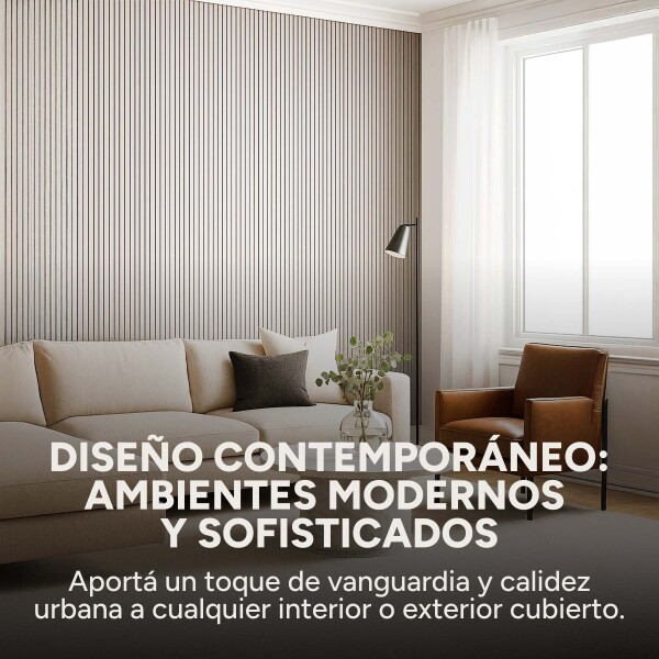 Revestimiento Wpc Simil Madera Wall Panel Lambrin 2.90x16.7 Color Gris Claro