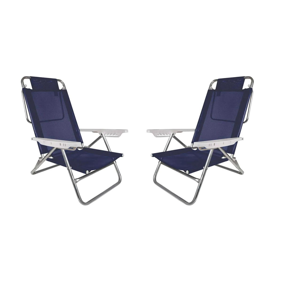 Kit 2 Reposeras Reclinables 6 Posiciones Aluminio Mor Summer - Azul Marino 
