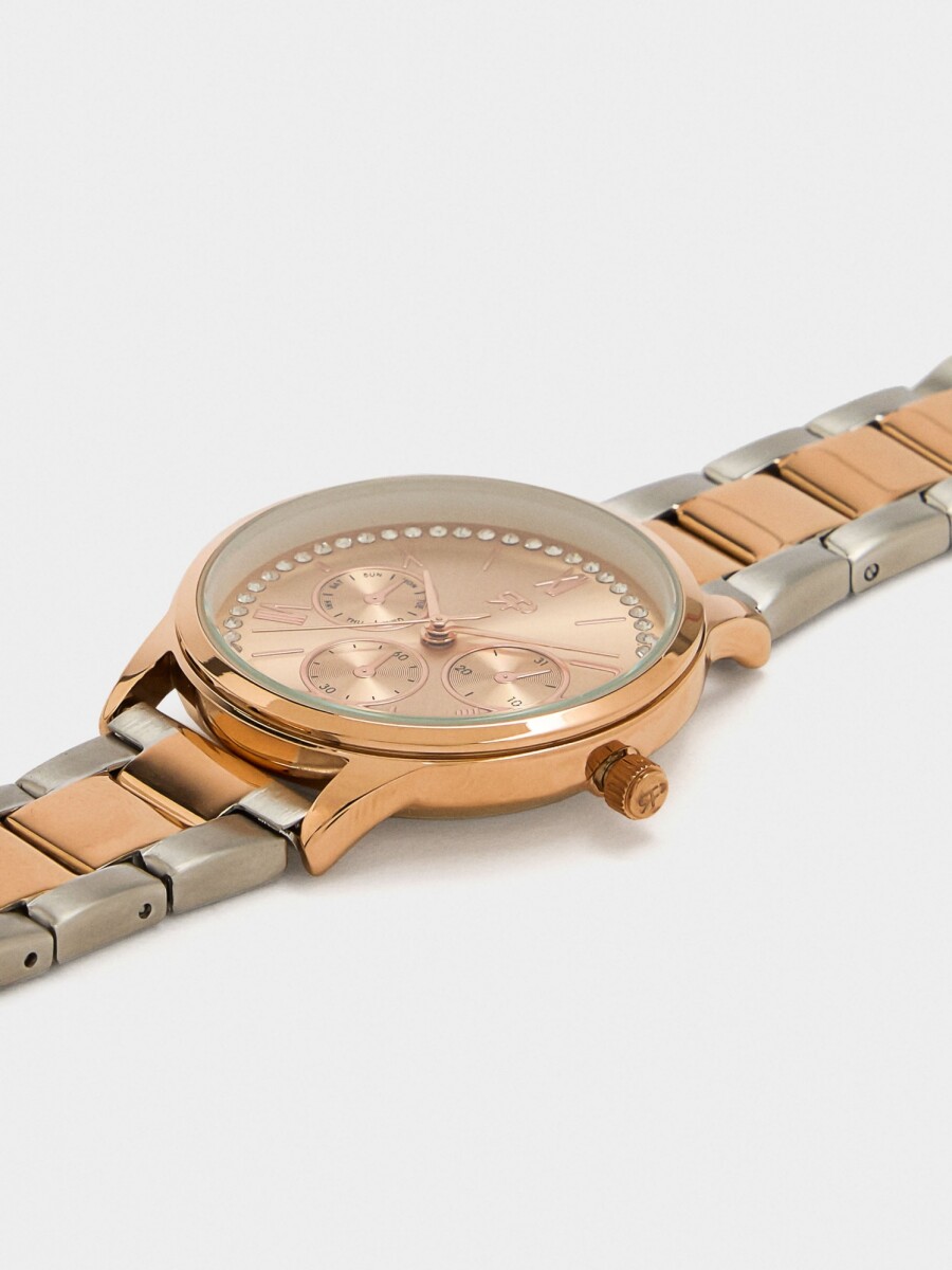 Reloj Bicolor Con Pulsera De Acero Inoxidable bicolor