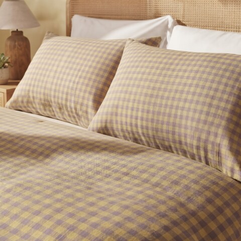 Fundas de almohada algodón Vichy Amarillo 50x70cm
