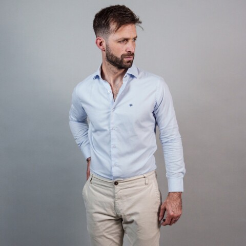 CAMISA LUXURY Celeste espigado