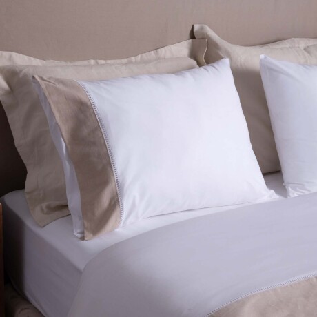 JUEGO DE SABANAS 180 HILOS KING ALGODON NATURAL-BEIGE GUARDA DE LINO BEIGE