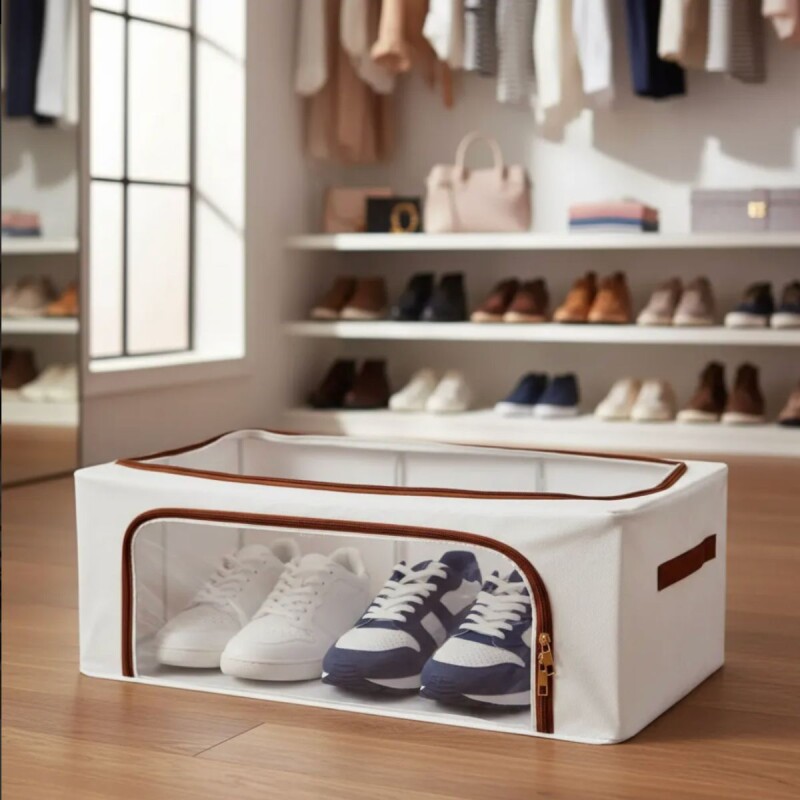 Caja Organizadora Zapatos Calzado Plegable Ropero Armario - Color Beige - Talle L Caja Organizadora Zapatos Calzado Plegable Ropero Armario - Color Beige - Talle L