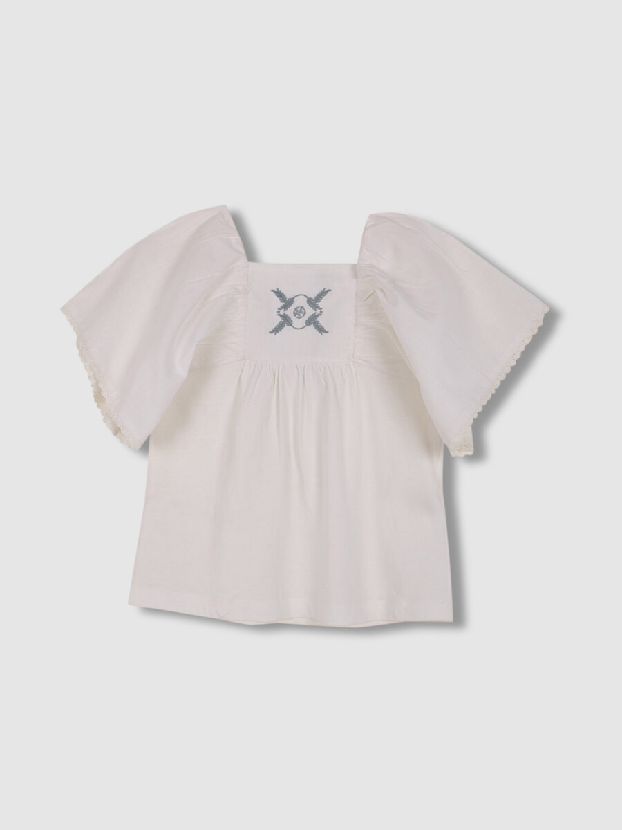 Camiseta Con Bordado Blanco