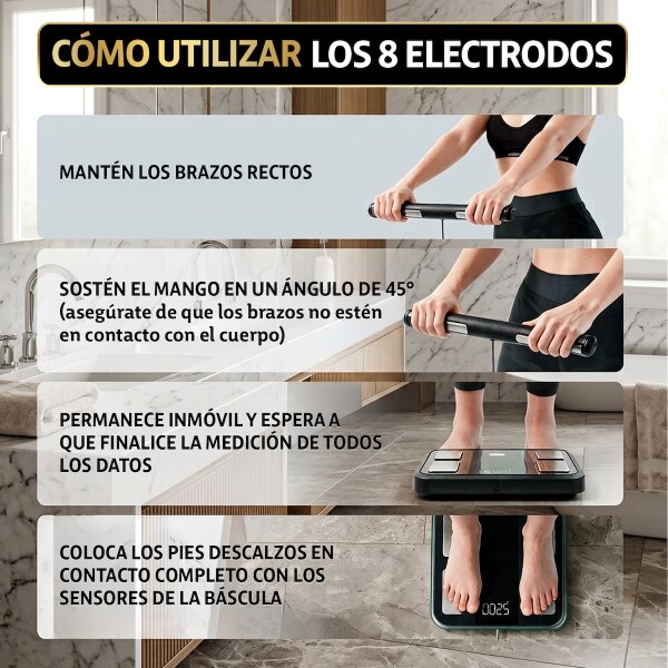Balanza Digital Bluetooth Baño Bioimpedancia Masa Corporal 8 electrodos CLEMUR Color Negro Balanza Digital Bluetooth Baño Bioimpedancia Masa Corporal 8 electrodos CLEMUR Color Negro