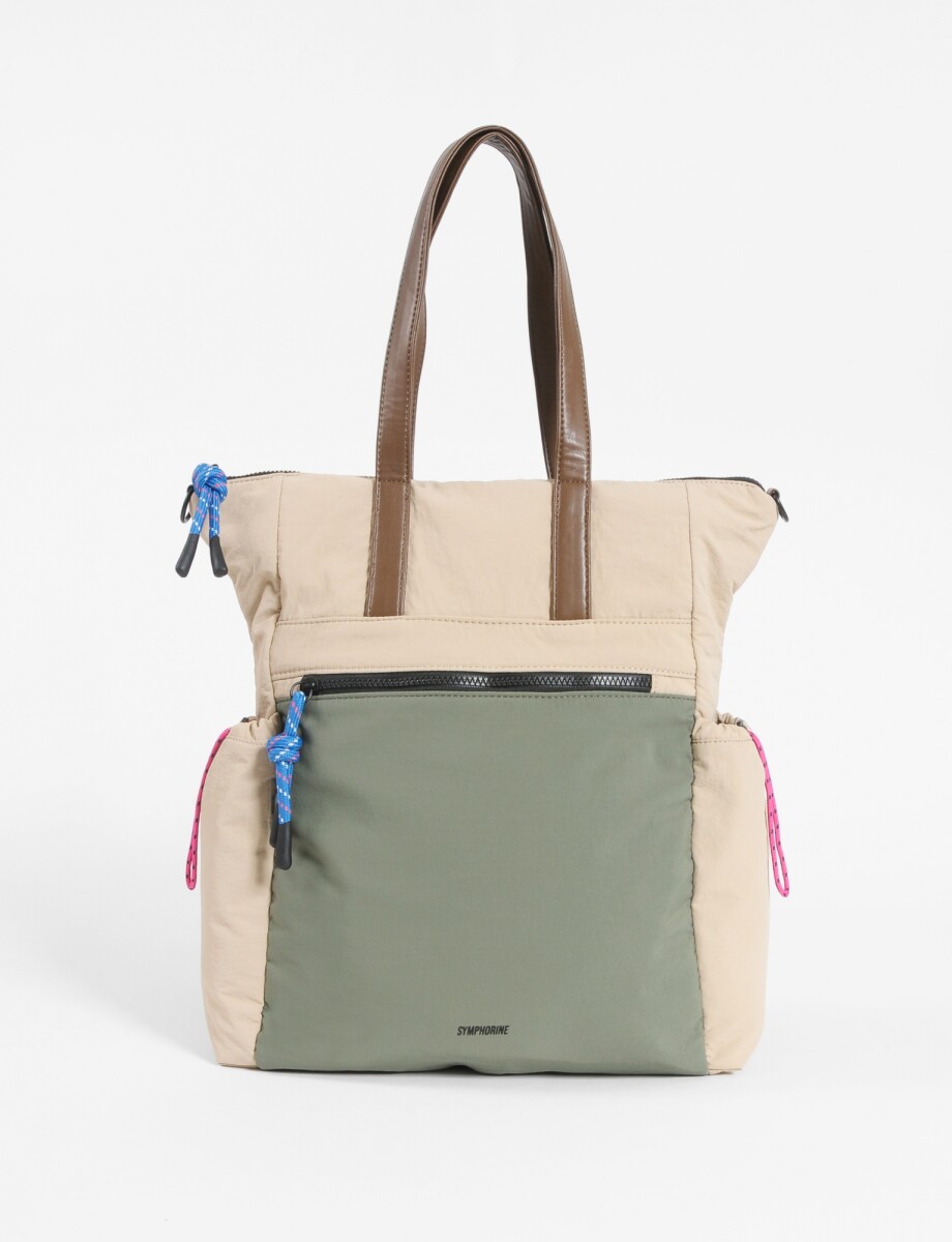 Mochila shopper de tela - beige 
