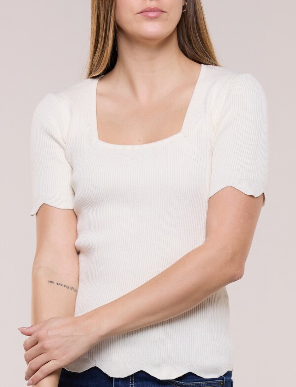 Blusa Tejida Escote Cuadraro CRUDO