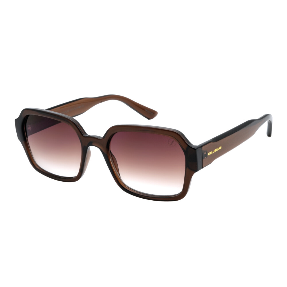 Lentes De Sol Policarbonato P1 Natal 2025 Cuadrado Gradiente Marón/Marrón