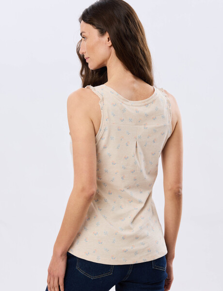 MUSCULOSA ALGODÓN CON VOLADOS Beige
