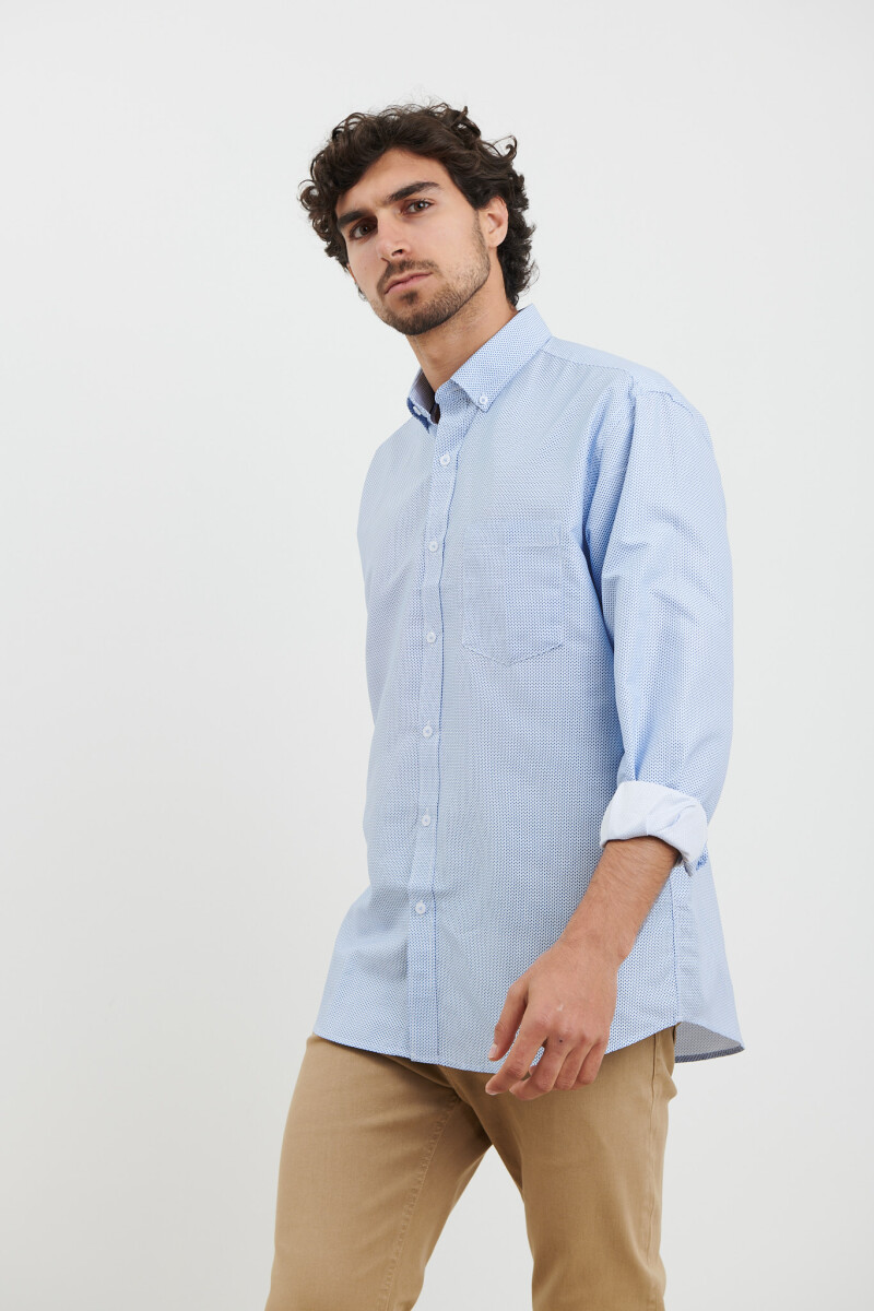 CAMISA HARRINGTON LABEL - Blanco/azul 