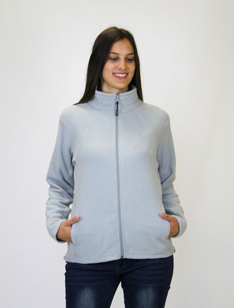 Campera Polar Dama Gris Melange