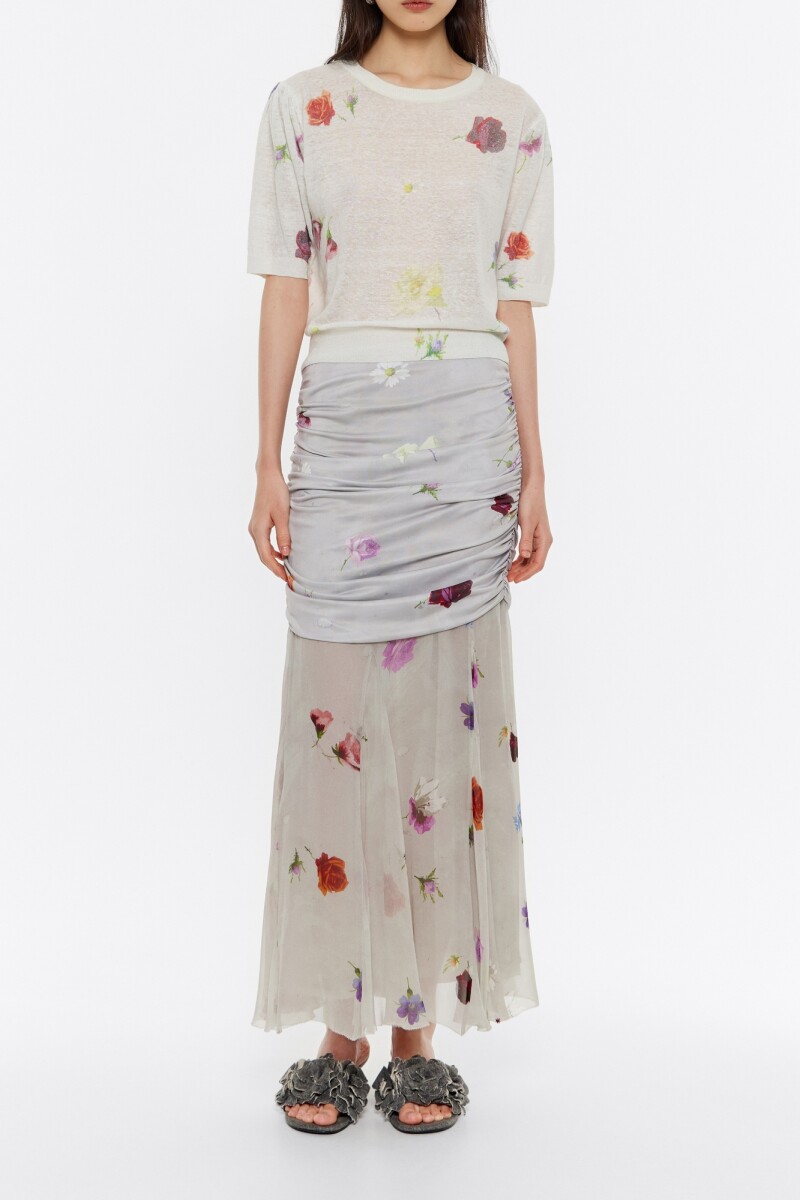 FALDA MIDI FLOWERS Multicolor