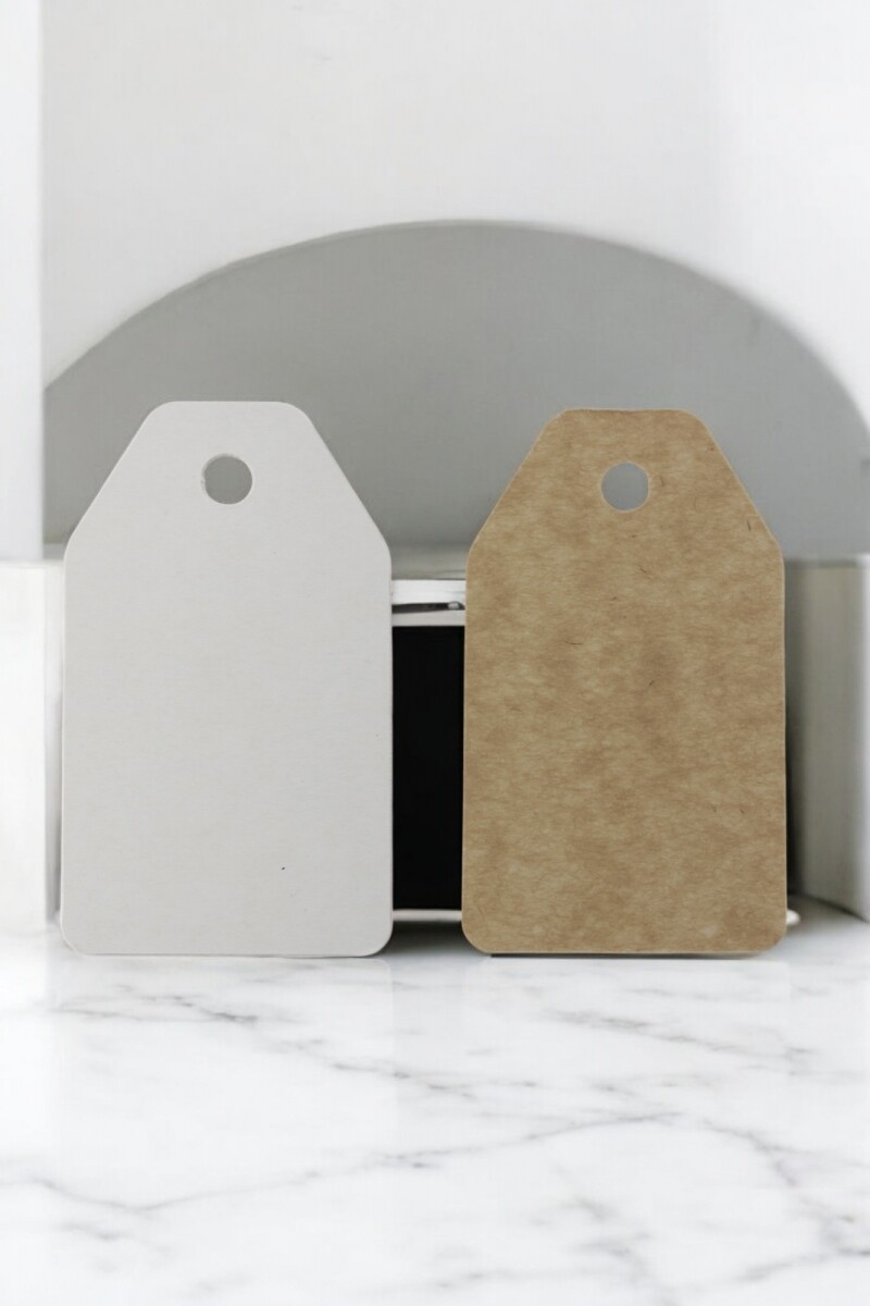 Tag rectangular liso 5x8,5 - REVERSIBLE BLANCO MADERA 