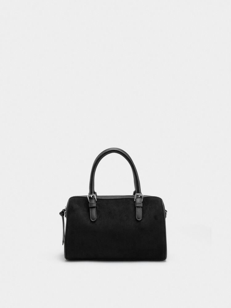 Bolso Bowling Efecto Piel L negro