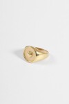 Anillo acero sello cora dorado