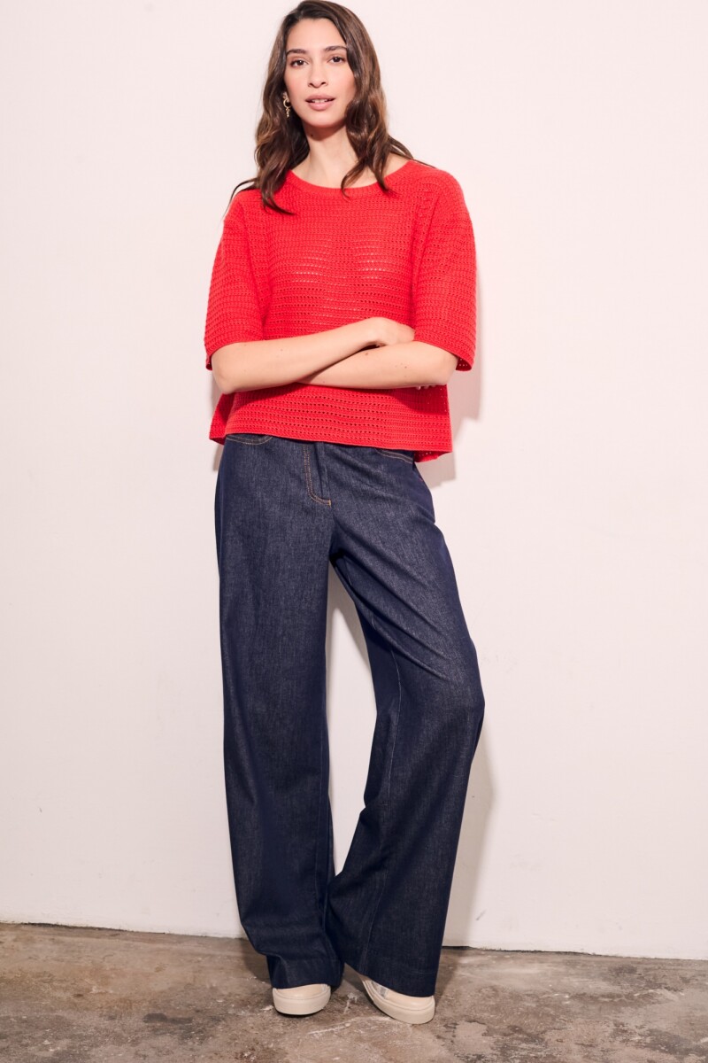 Sweater Texturado Algodon Rojo