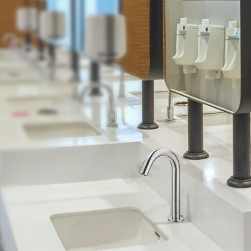 Griferia De Lavatorio Aqualia Monocomando Bronce Cromado Con Sensor 000