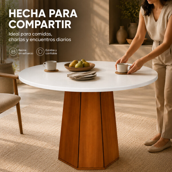 Mesa Comedor ComboHome Lavanda Redonda Diseño Laqueada 105Cm Color Blanco