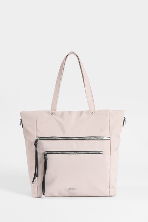 Shopper con cierres beige