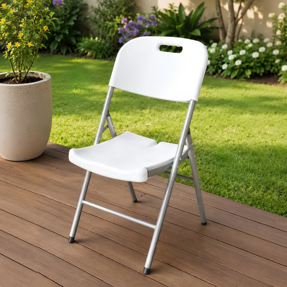 Silla de exterior plegable blanca Silla de exterior plegable blanca
