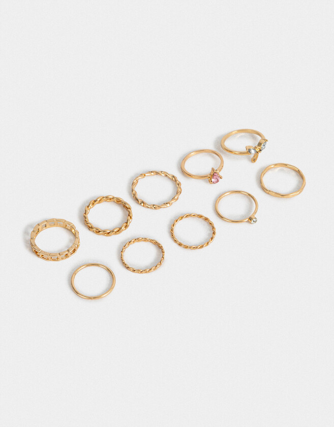 Sets Anillos Strass Sets De Anillos Strass Crystal - Dorado
