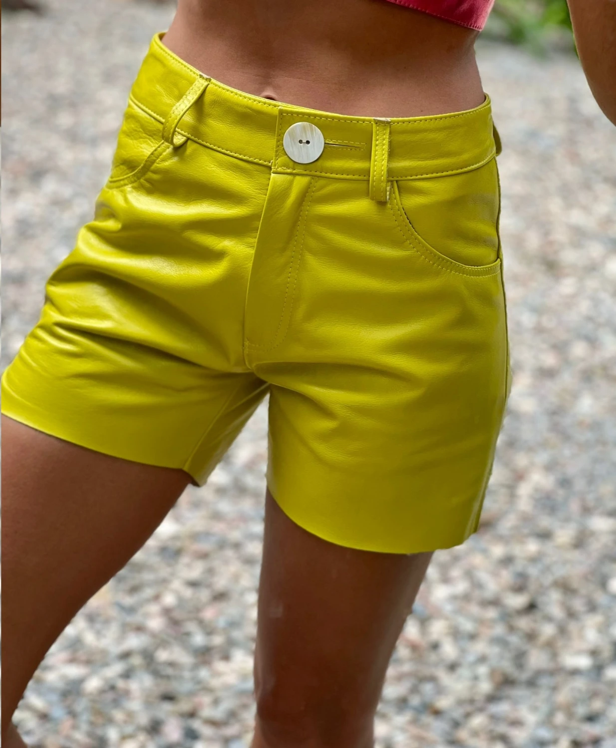 Leather Shorts pistacho 36