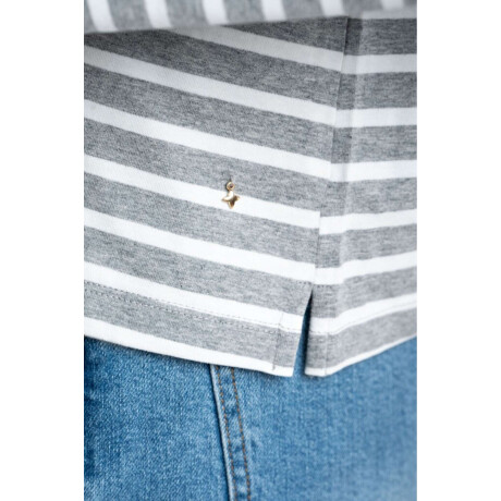 Remera Algodon Elastano Rayada Gris Melange