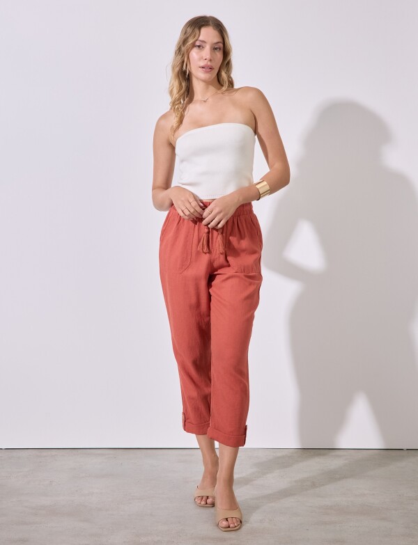 Pantalon Lino TERRACOTA