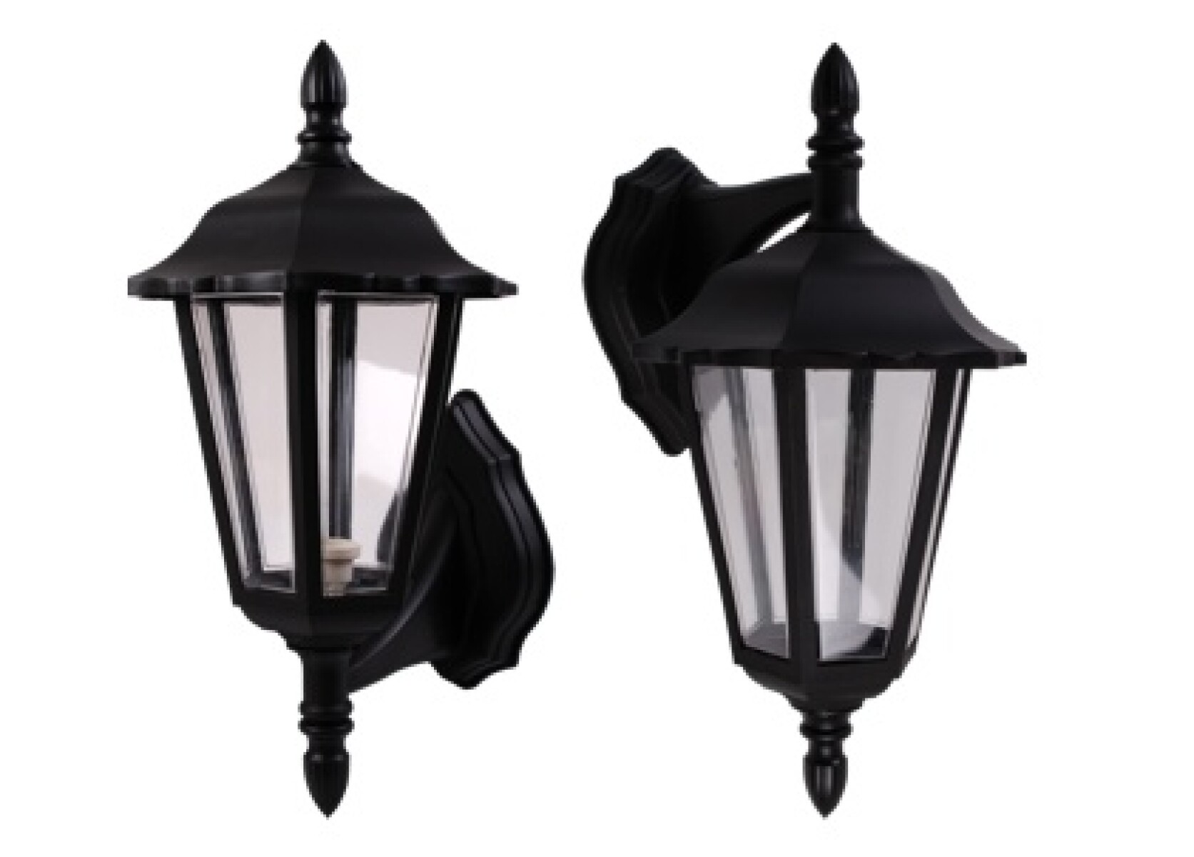 Farol 6 Caras De Pared Negro 