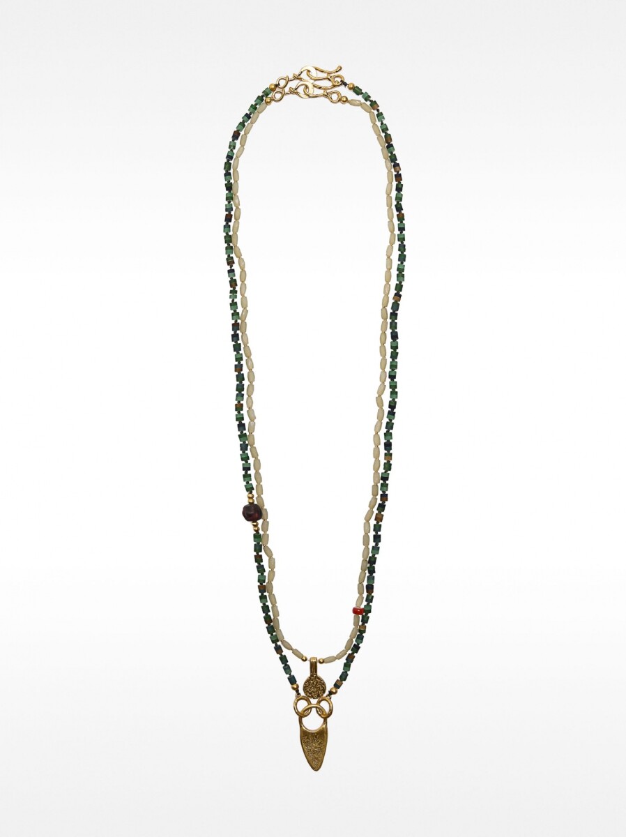 Set Collares De Abalorios De Piedra Y Cerámica - verde 