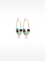 Aros Con Piedras Y Vidrio multicolor