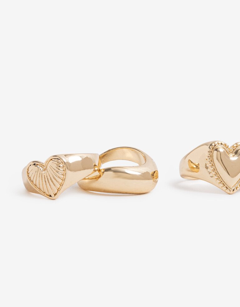 Sets Anillos Metal Set Anillos Corazón - Dorado