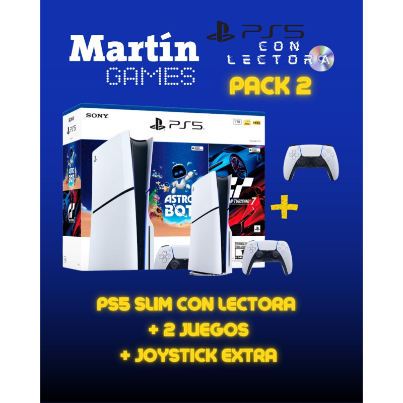 CONSOLA Playstation 5 PS5 SLIM CON LECTORA + ASTROBOT + GRAN TURISMO + JOYSTICK EXTRA CONSOLA Playstation 5 PS5 SLIM CON LECTORA + ASTROBOT + GRAN TURISMO + JOYSTICK EXTRA