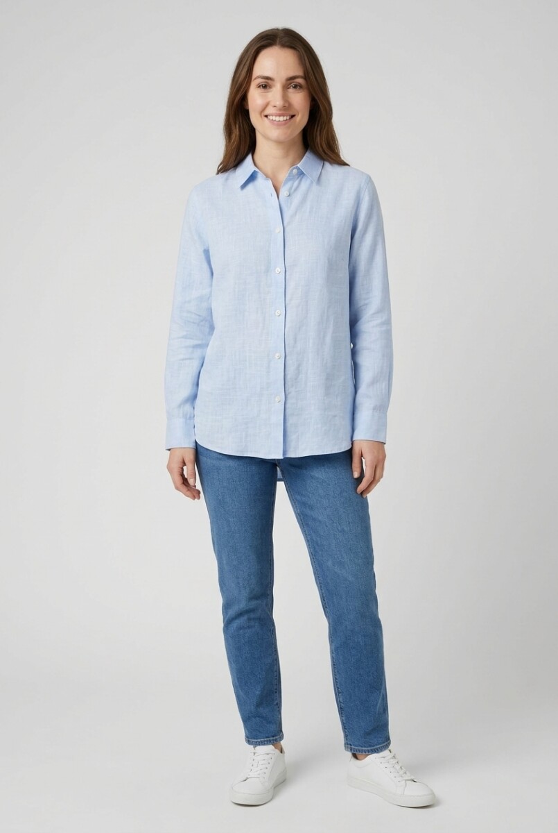 Camisa m/l liviana - Celeste 