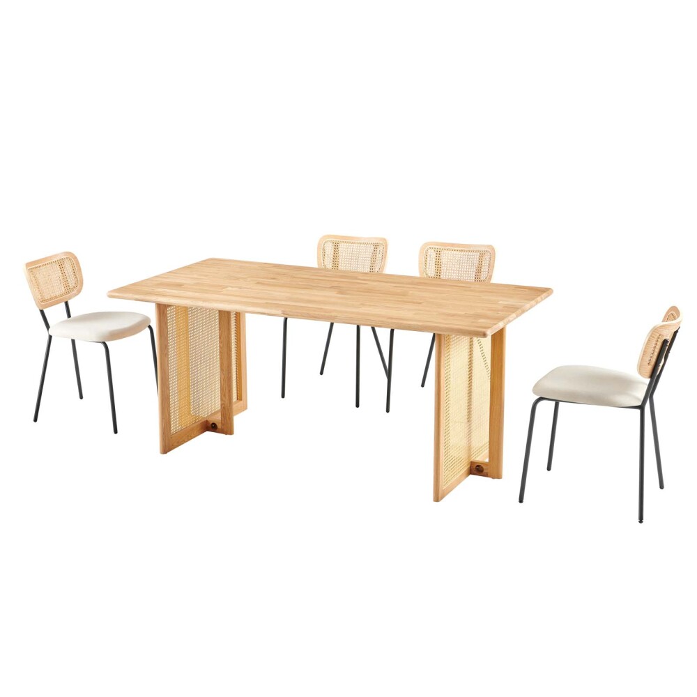 MESA DE COMEDOR RATTAN-Y-MADERA NATURAL-BEIGE BRISA