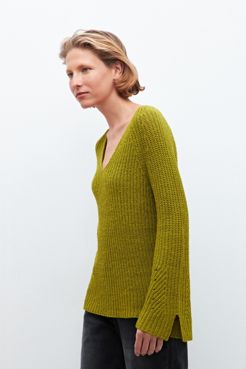 Sweater cinta escote V pistacho