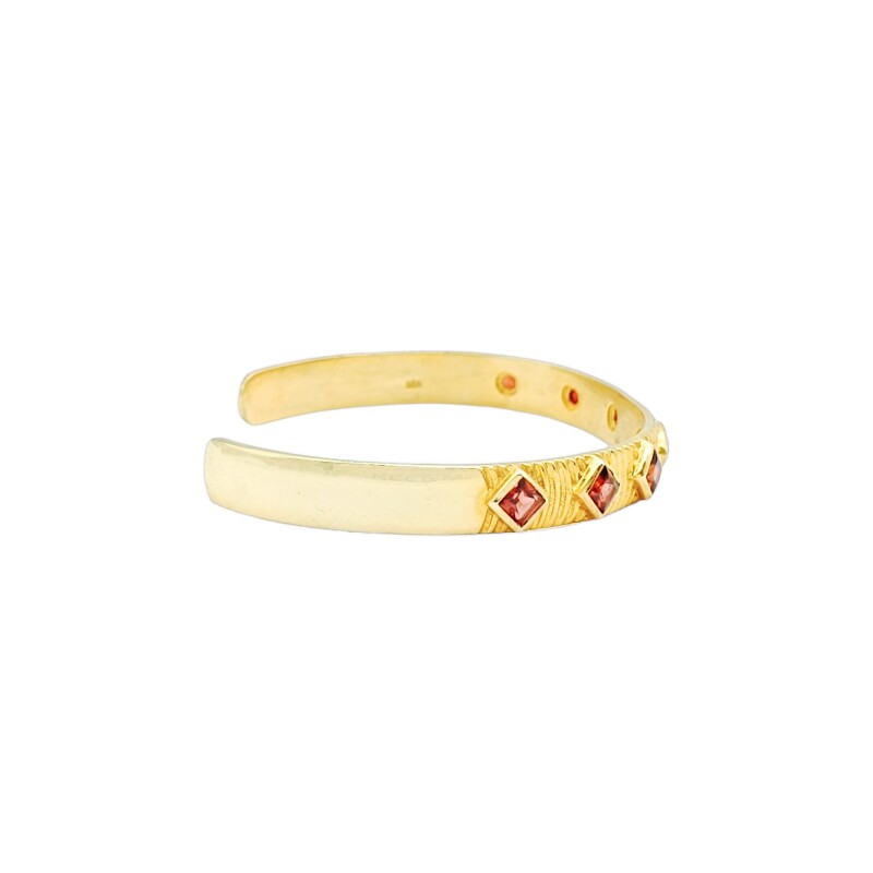 Brazalete Pune-Plata Rodinada con micra oro 18k-Piedra Granate-BR2000 Conpiedra