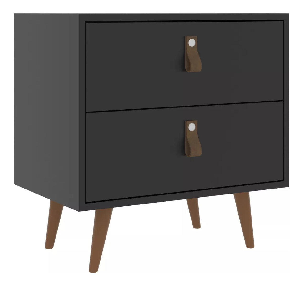 Mesa De Luz Cabecera Padua Nordica Cajones Dormitorio - Negro 