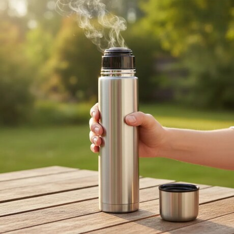 Termo Bala en acero inox de 1 lt Plateado