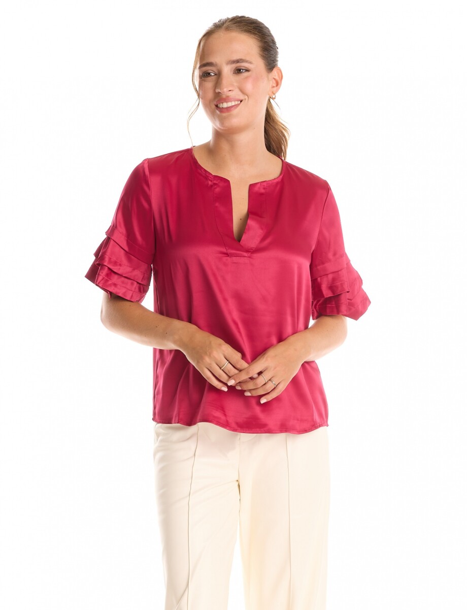 Blusa Saten Volados - Bordeaux 