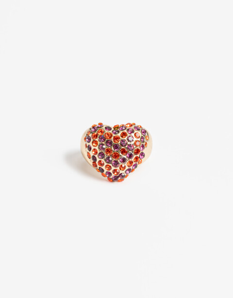Anillos Medianos y Grandes Navidad Anillo Corazón De Strass - Combinacion Bicolor