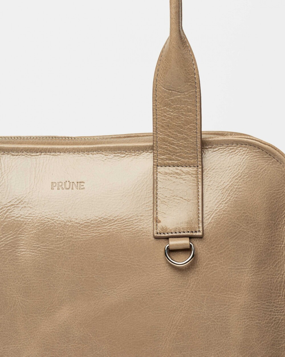 Bolso Capri en cuero arrugado Taupe