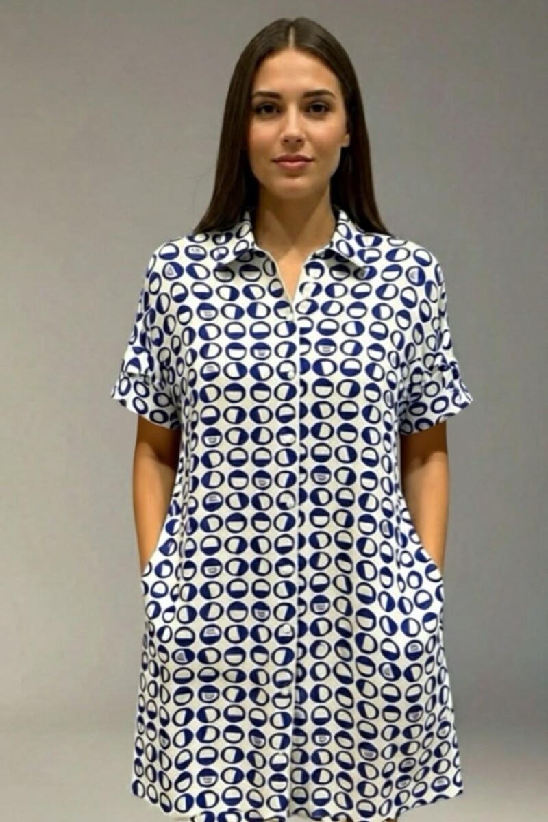 Vestido Camisero Pupa Estampa Azul