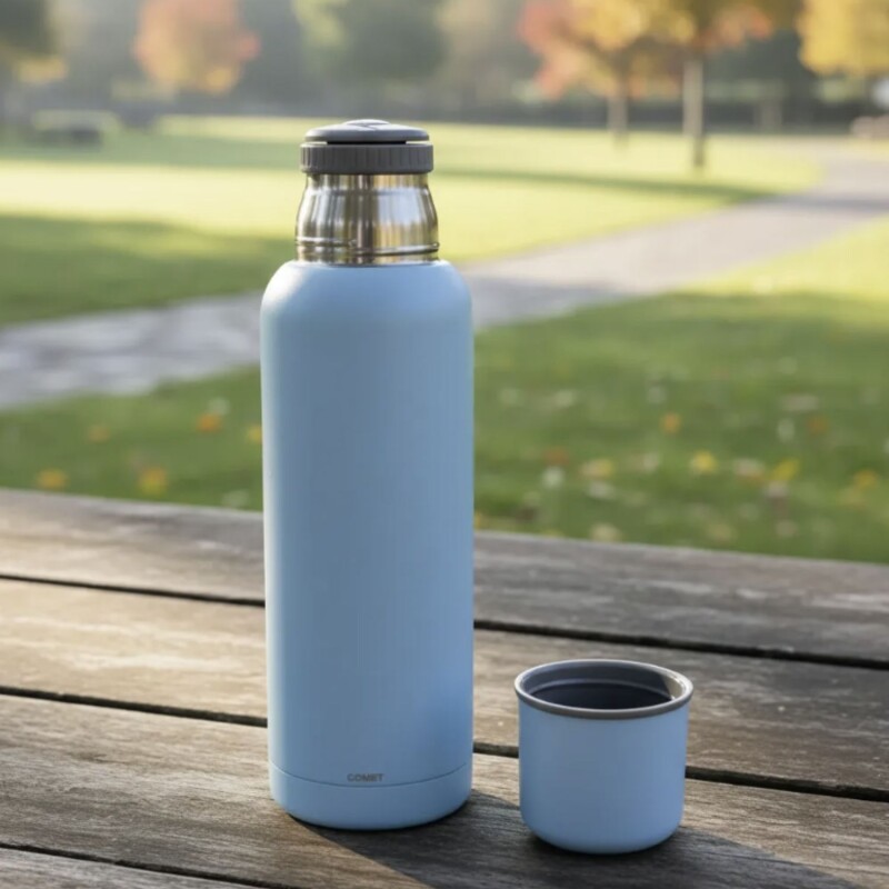 Termo Bala en acero inox de 1 lt Celeste