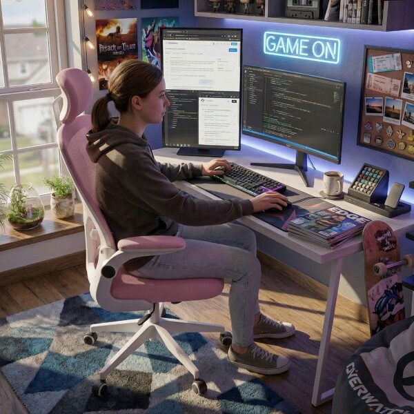 Silla de escritorio Oficina Sillon Ejecutiva Ergonomica Apoyabrazos Regulables IMBACK Color Rosa Silla de escritorio Oficina Sillon Ejecutiva Ergonomica Apoyabrazos Regulables IMBACK Color Rosa