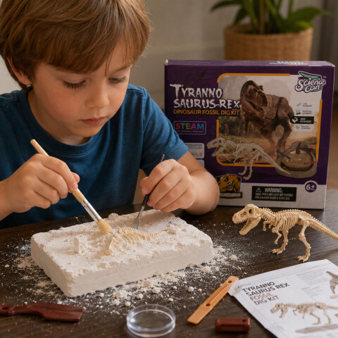 Kit Excavación Fósil Tiranosaurio Rex T-Rex Didáctico Verde 1