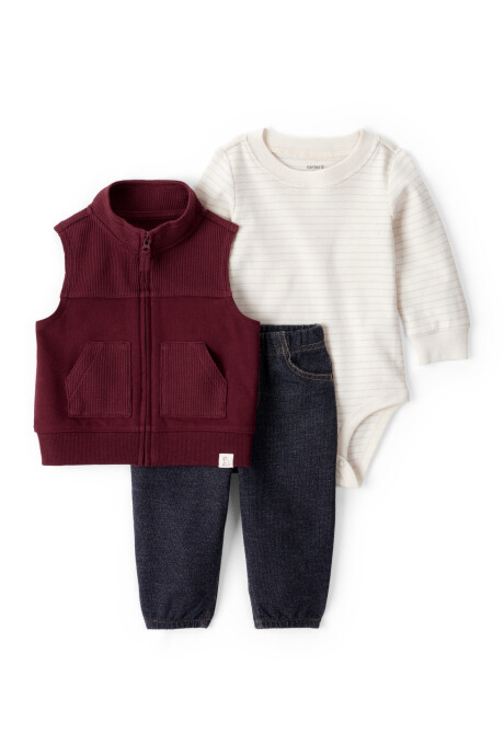 Set tres piezas de algodón, chaleco, pantalón y body Sin color