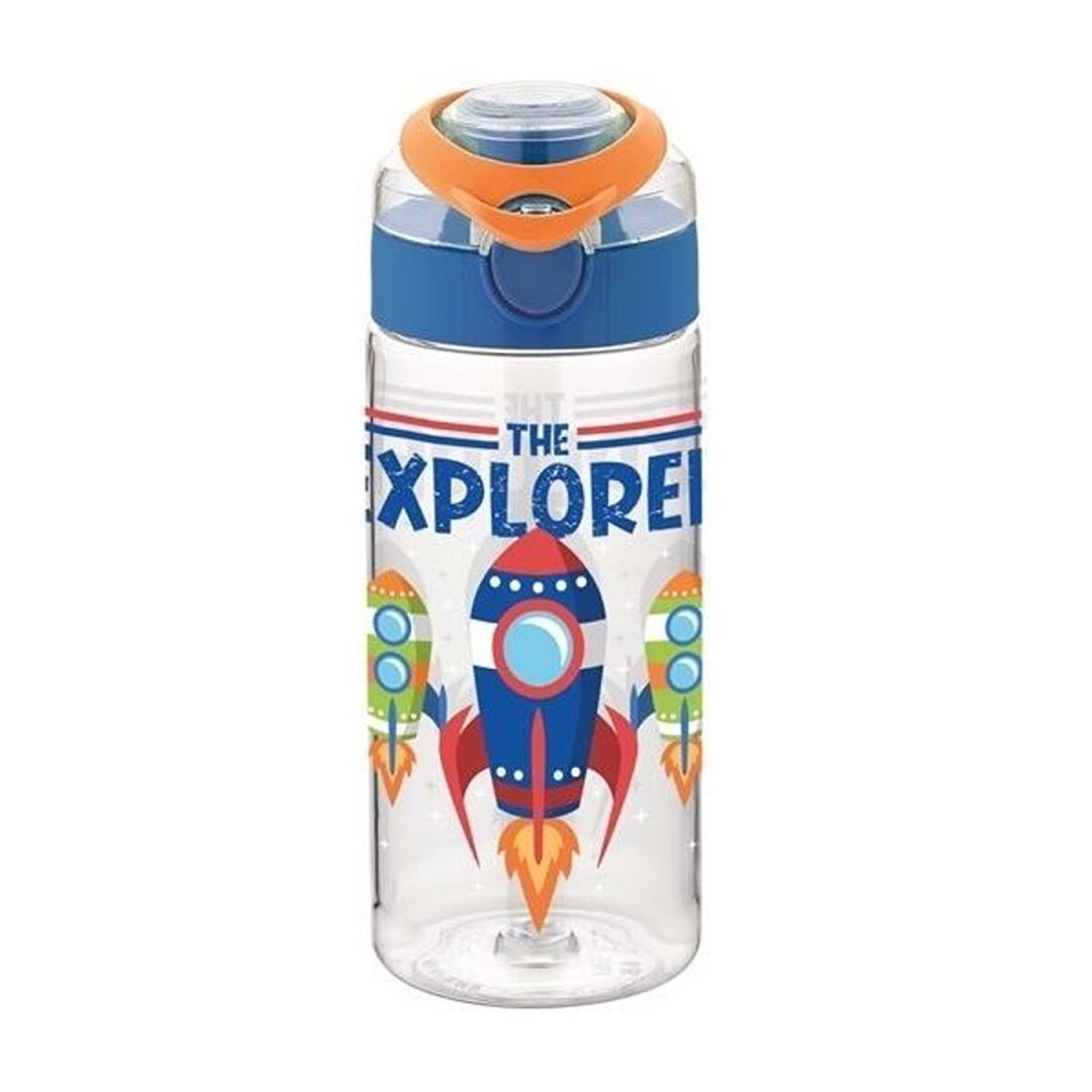 Botella Plástica Diseño Deco Letras 670ML c/ Tapa Juno Renga - Azul 