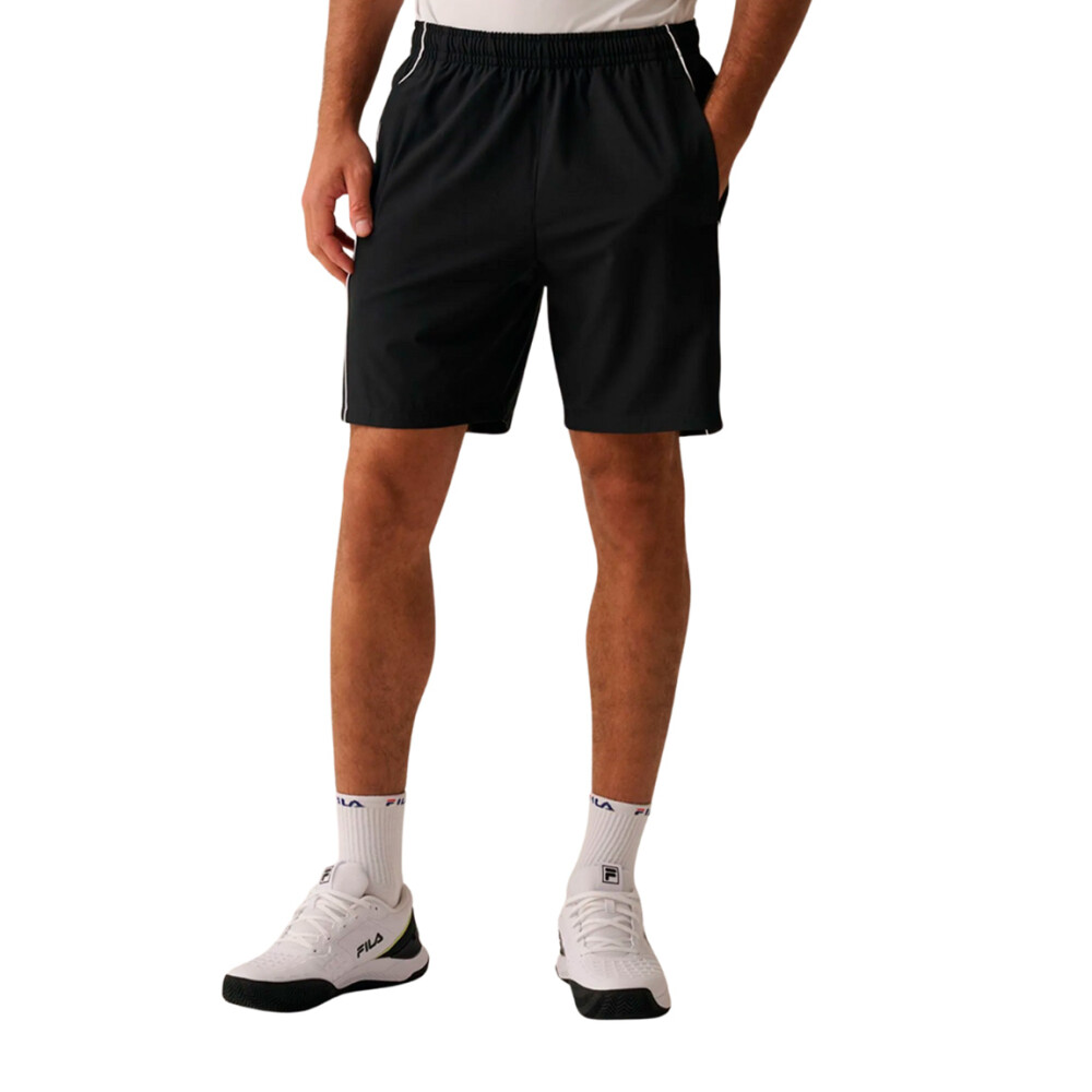FILA Match 8" Bermuda de tenis para hombre - Negro/Blanco Negro-Blanco